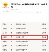 孙靖钧清华大学什么专业，他高考成绩多少分，高中哪里的